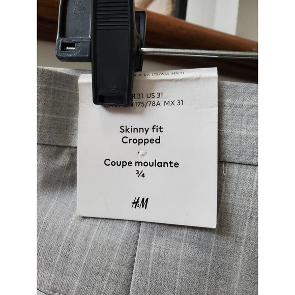 H&M Women Gray Polyester Blend Zippered Mid Rise Straight Fit Dress Pant Size 31 - Picture 9 of 11